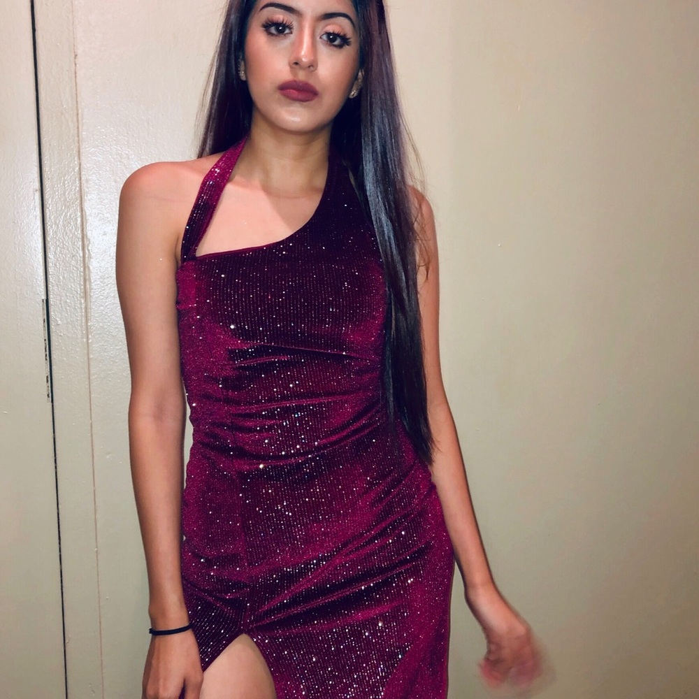 Dress with purple glitter